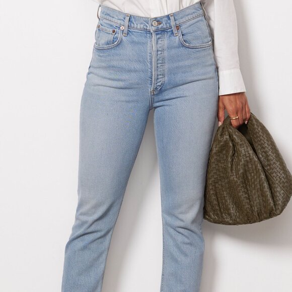 Agolde Riley High Rise Straight Crop Jean in Volt Size 25 - Picture 2 of 9